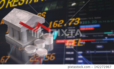 Banking Crisis During Global Stock Market Decline 3d render. Banking Crisis During Global Stock Market Decline 3d render. 142272967