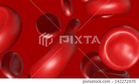 Microscopic Red Blood Cells in Human Circulation 3d render. Microscopic Red Blood Cells in Human Circulation 3d render. 142272970
