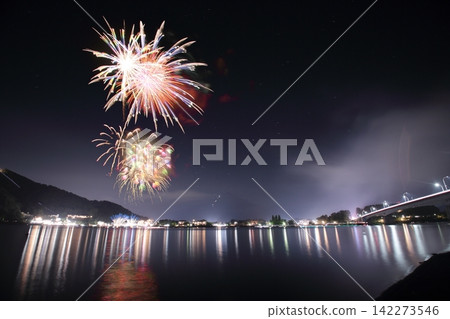 著色夏夜天空的煙花 著色夏夜天空的煙花 142273546
