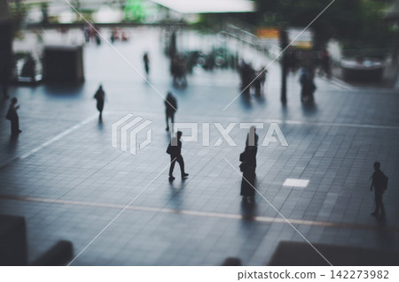Miniature people walking around Osaka Station Miniature people walking around Osaka Station 142273982