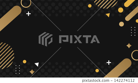 金色和黑色幾何圖案邊框背景材料 金色和黑色幾何圖案邊框背景材料 142274112