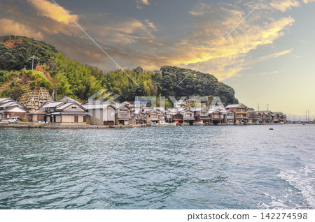 View of the boathouses from a sightseeing boat on the Ine Bay. 142274598
