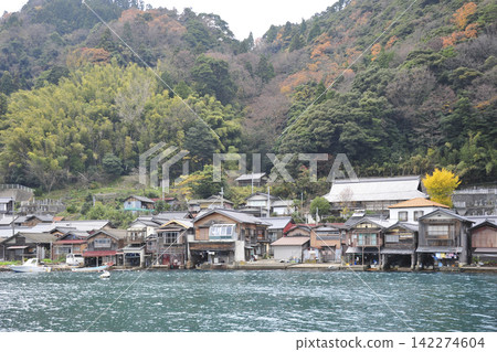 View of the boathouses from a sightseeing boat on the Ine Bay. 142274604