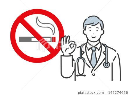 Smoking cessation clinic: Smoking cessation sign and young male doctor Smoking cessation clinic: Smoking cessation sign and young male doctor 142274656