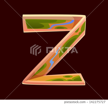 Camping font, travel map Z letter typeface, hiking ABC English type alphabet. Travel cartoon vector typeface, trekking font type. Camping alphabet letter with forest and river on folded paper map Camping font, travel map Z letter typeface, hiking ABC English type alphabet. Travel cartoon vector typeface, trekking font type. Camping alphabet letter with forest and river on folded paper map 142275727