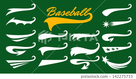 Baseball sport swoosh and swash tails, retro american font swash underline ribbons. Hand drawn calligraphy sport font swooshes of white shooting stars. arrows and wings, decorative text underlines set Baseball sport swoosh and swash tails, retro american font swash underline ribbons. Hand drawn calligraphy sport font swooshes of white shooting stars. arrows and wings, decorative text underlines set 142275733