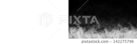 White mist drifting on the ground, transparent background, fantastical smoke effect material. 142275796