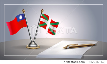 Small national flag of Taiwan and Basque lands flag Relation, Template Vector Illustration Small national flag of Taiwan and Basque lands flag Relation, Template Vector Illustration 142276162