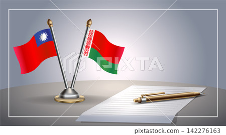 Small national flag of Taiwan and Belarus flag Relation, Template Vector Illustration Small national flag of Taiwan and Belarus flag Relation, Template Vector Illustration 142276163