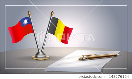 Small national flag of Taiwan and Belgium flag Relation, Template Vector Illustration Small national flag of Taiwan and Belgium flag Relation, Template Vector Illustration 142276164
