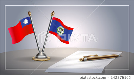 Small national flag of Taiwan and Belize flag Relation, Template Vector Illustration 142276165
