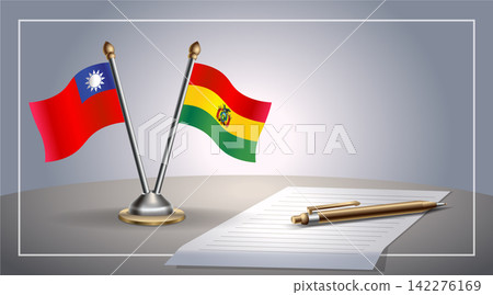 Small national flag of Taiwan and Bolivia flag Relation, Template Vector Illustration 142276169