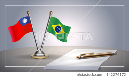 Small national flag of Taiwan and Brazil flag Relation, Template Vector Illustration Small national flag of Taiwan and Brazil flag Relation, Template Vector Illustration 142276172