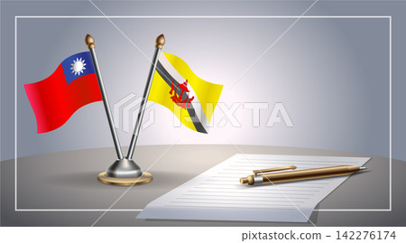 Small national flag of Taiwan and Brunei flag Relation, Template Vector Illustration Small national flag of Taiwan and Brunei flag Relation, Template Vector Illustration 142276174