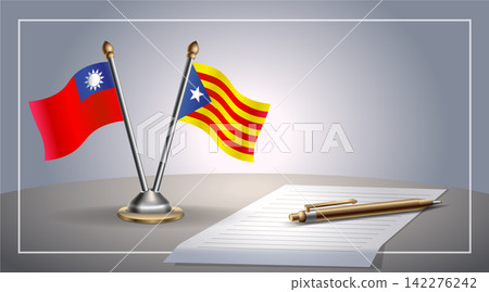 Small national flag of Taiwan and Catalonia flag Relation, Template Vector Illustration Small national flag of Taiwan and Catalonia flag Relation, Template Vector Illustration 142276242