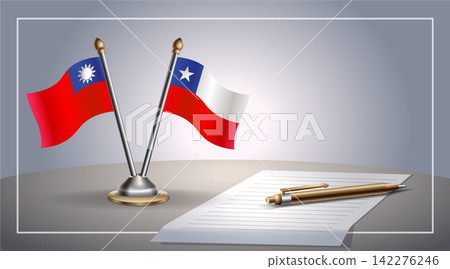 Small national flag of Taiwan and Chile flag Relation, Template Vector Illustration Small national flag of Taiwan and Chile flag Relation, Template Vector Illustration 142276246