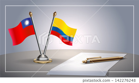Small national flag of Taiwan and Colombia flag Relation, Template Vector Illustration Small national flag of Taiwan and Colombia flag Relation, Template Vector Illustration 142276248