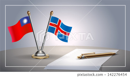 Small national flag of Taiwan and Iceland flag Relation, Template Vector Illustration 142276454