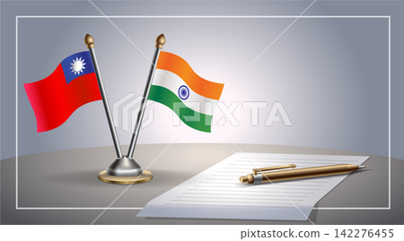Small national flag of Taiwan and India flag Relation, Template Vector Illustration Small national flag of Taiwan and India flag Relation, Template Vector Illustration 142276455
