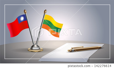 Small national flag of Taiwan and Lithuanian flag Relation, Template Vector Illustration 142276614