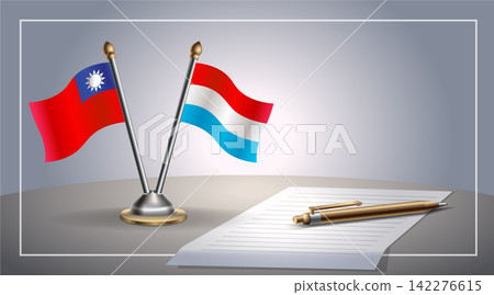 Small national flag of Taiwan and Luxembourg flag Relation, Template Vector Illustration 142276615