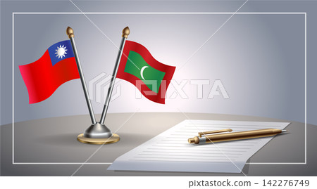 Small national flag of Taiwan and Maldives flag Relation, Template Vector Illustration Small national flag of Taiwan and Maldives flag Relation, Template Vector Illustration 142276749