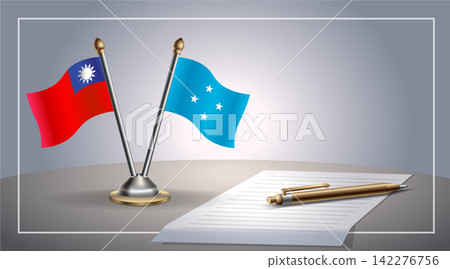 Small national flag of Taiwan and Micronesia flag Relation, Template Vector Illustration Small national flag of Taiwan and Micronesia flag Relation, Template Vector Illustration 142276756