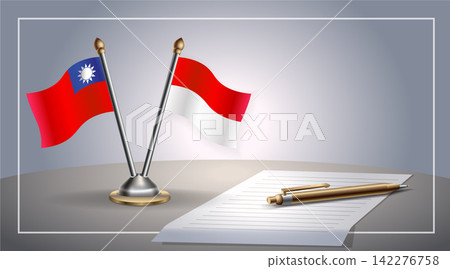 Small national flag of Taiwan and Monaco flag Relation, Template Vector Illustration Small national flag of Taiwan and Monaco flag Relation, Template Vector Illustration 142276758