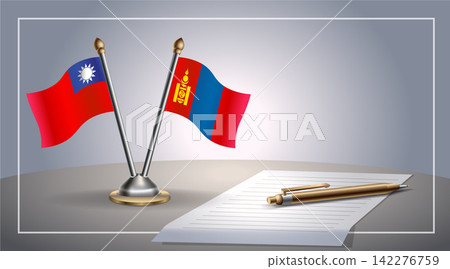 Small national flag of Taiwan and Mongolia flag Relation, Template Vector Illustration 142276759