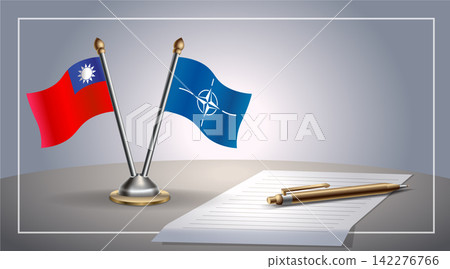 Small national flag of Taiwan and NATO flag Relation, Template Vector Illustration Small national flag of Taiwan and NATO flag Relation, Template Vector Illustration 142276766