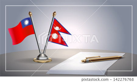 Small national flag of Taiwan and Nepal flag Relation, Template Vector Illustration Small national flag of Taiwan and Nepal flag Relation, Template Vector Illustration 142276768
