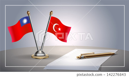 Small national flag of Taiwan and Turkey flag Relation, Template Vector Illustration 142276843