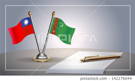 Small national flag of Taiwan and Turkmenistan flag Relation, Template Vector Illustration Small national flag of Taiwan and Turkmenistan flag Relation, Template Vector Illustration 142276844