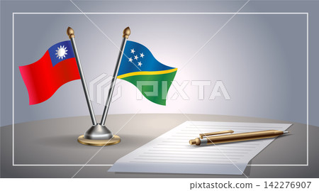 Small national flag of Taiwan and Solomon Islands flag Relation, Template Vector Illustration 142276907