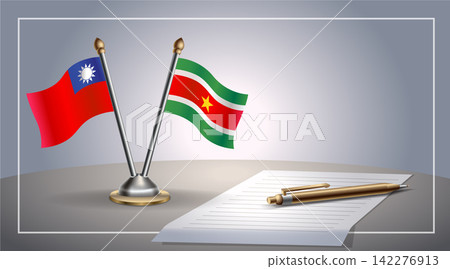 Small national flag of Taiwan and Suriname flag Relation, Template Vector Illustration Small national flag of Taiwan and Suriname flag Relation, Template Vector Illustration 142276913