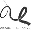 Road curves with white markings, highway, traffic, street, race 142277179