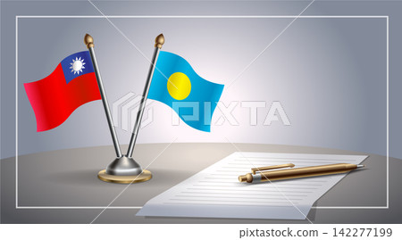 Small national flag of Taiwan and Palau flag Relation, Template Vector Illustration Small national flag of Taiwan and Palau flag Relation, Template Vector Illustration 142277199