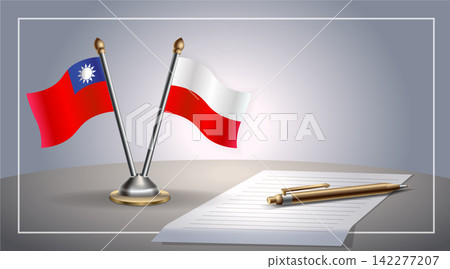 Small national flag of Taiwan and Poland flag Relation, Template Vector Illustration Small national flag of Taiwan and Poland flag Relation, Template Vector Illustration 142277207