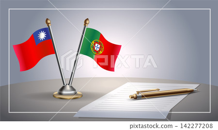 Small national flag of Taiwan and Portugal flag Relation, Template Vector Illustration 142277208