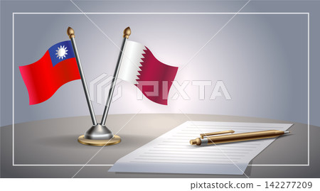Small national flag of Taiwan and Qatar flag Relation, Template Vector Illustration Small national flag of Taiwan and Qatar flag Relation, Template Vector Illustration 142277209
