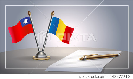 Small national flag of Taiwan and Romania flag Relation, Template Vector Illustration 142277210