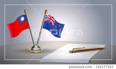 Small national flag of Taiwan and New Zealand flag Relation, Template Vector Illustration 142277283