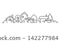 Simple line drawing of a row of houses 142277984
