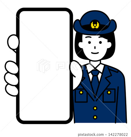 女警官將她的智慧型手機螢幕放大展示。 女警官將她的智慧型手機螢幕放大展示。 142278022