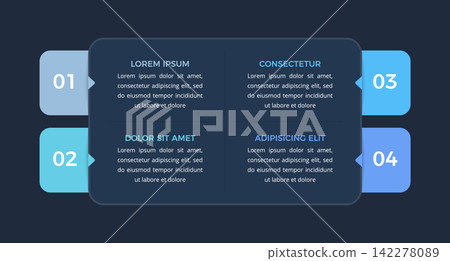 Four-Step Infographic Template with Colorful Numbered Arrows Four-Step Infographic Template with Colorful Numbered Arrows 142278089