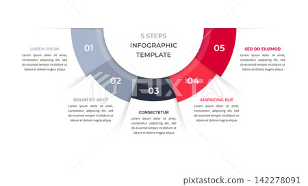 Five Steps Semi Circle Infographic Template Five Steps Semi Circle Infographic Template 142278091