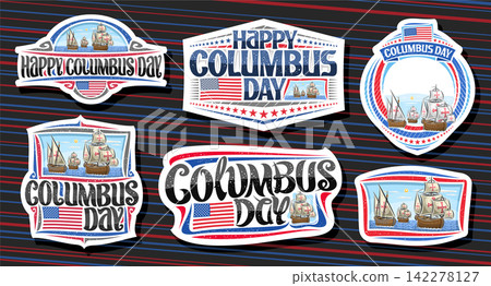 Vector logos for Columbus Day Vector logos for Columbus Day 142278127