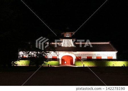 Former Niigata Customs House (Minatopia) lit up at night in Niigata. Former Niigata Customs House (Minatopia) lit up at night in Niigata. 142278190