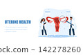 Uterine health concept. Female and male doctor treat endometriosis. Flat vector illustration 142278260