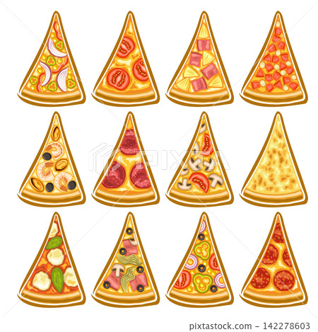 Vector Pizza Pieces Set Vector Pizza Pieces Set 142278603